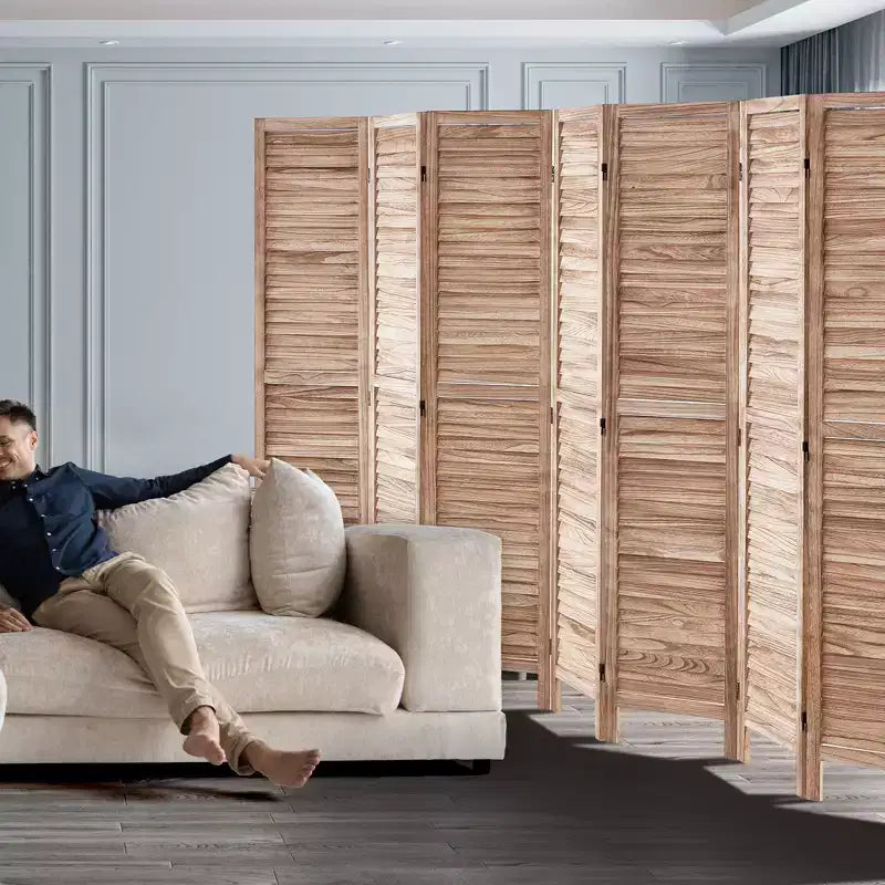 Divisorio per Ambienti in Legno, Schermo Pieghevole per la Privacy a 8 Pannelli, Divisorio Interno a Persiana Alto 170 cm, Schermo Decorativo Portatile