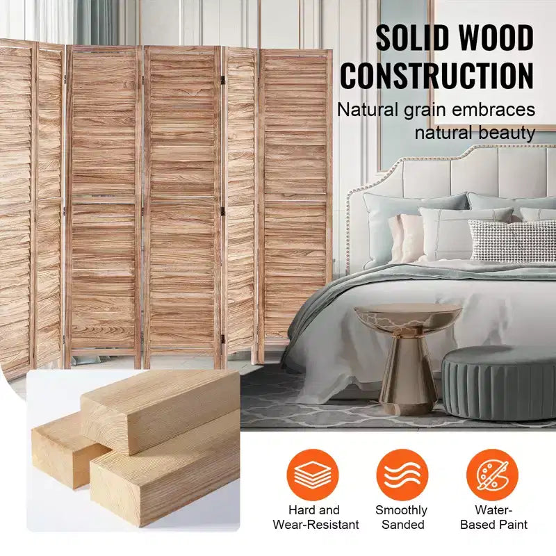 Divisorio per Ambienti in Legno, Schermo Pieghevole per la Privacy a 8 Pannelli, Divisorio Interno a Persiana Alto 170 cm, Schermo Decorativo Portatile