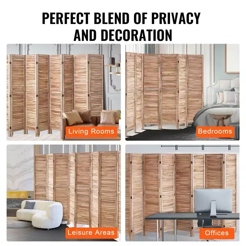Divisorio per Ambienti in Legno, Schermo Pieghevole per la Privacy a 8 Pannelli, Divisorio Interno a Persiana Alto 170 cm, Schermo Decorativo Portatile