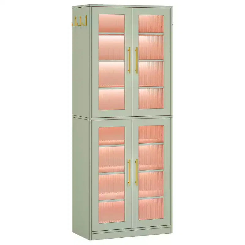 Libreria bianca illuminata a LED, vetrinetta con anta in acrilico e luce RGB telecomandata