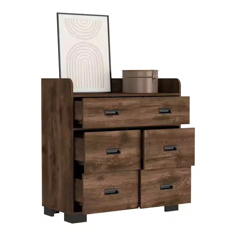 Comò a 4 cassetti con un cassetto doppio, cassettiera moderna con ampio spazio di archiviazione e guide in metallo, piano superiore di qualità