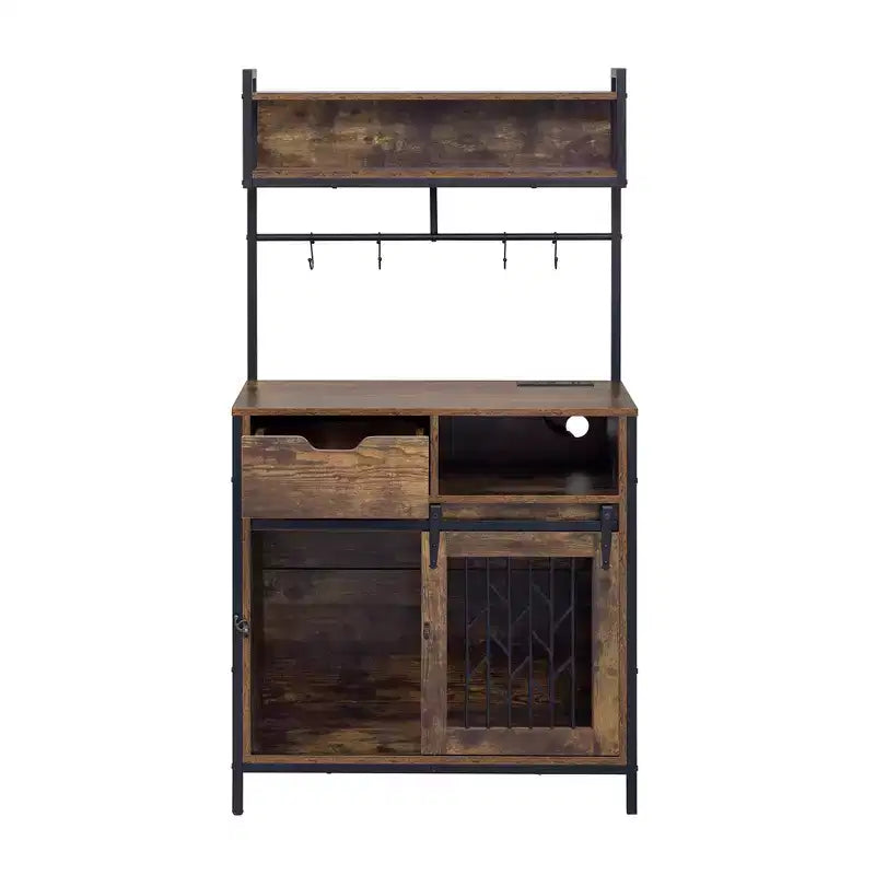Mobile per Cani con Ripiani, Scaffale da Cucina per Animali Domestici con Gabbia per Cani, Mobile Bar per Cani per Soggiorno e Ingresso
