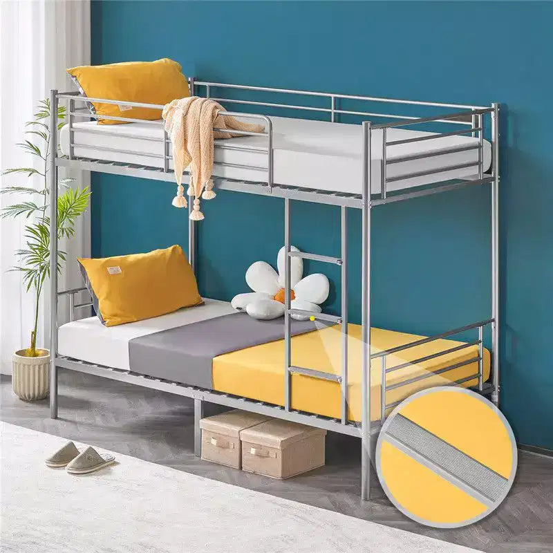 Letto a castello bianco per bambini/adulti con scaletta a pioli piatti