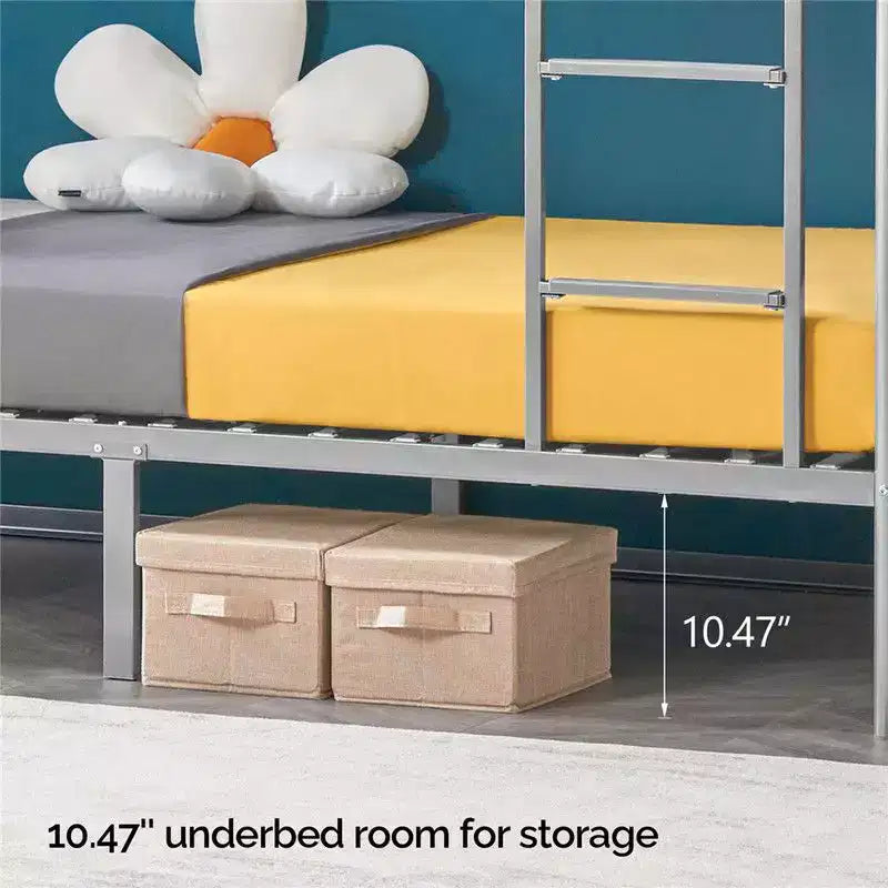 Letto a castello bianco per bambini/adulti con scaletta a pioli piatti