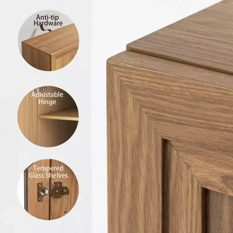 Mobiletto d'accento in legno 62x62x16 cm in colore naturale, organizer contenitore con ripiani regolabili per cucina, camera da letto, ingresso, soggiorno, sala da pranzo