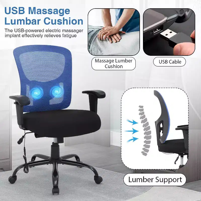 Sedia da ufficio ergonomica per persone alte e robuste 400 libbre Sedia da scrivania in rete per persone pesanti