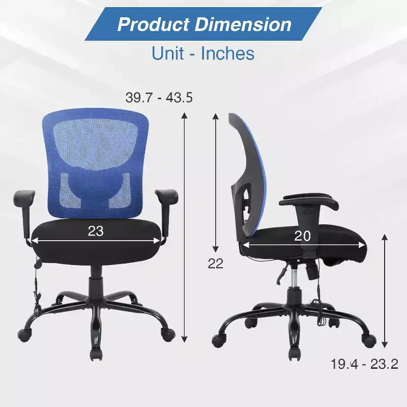 Sedia da ufficio ergonomica per persone alte e robuste 400 libbre Sedia da scrivania in rete per persone pesanti
