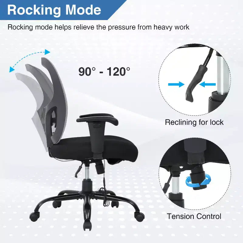 Sedia da ufficio ergonomica per persone alte e robuste 400 libbre Sedia da scrivania in rete per persone pesanti