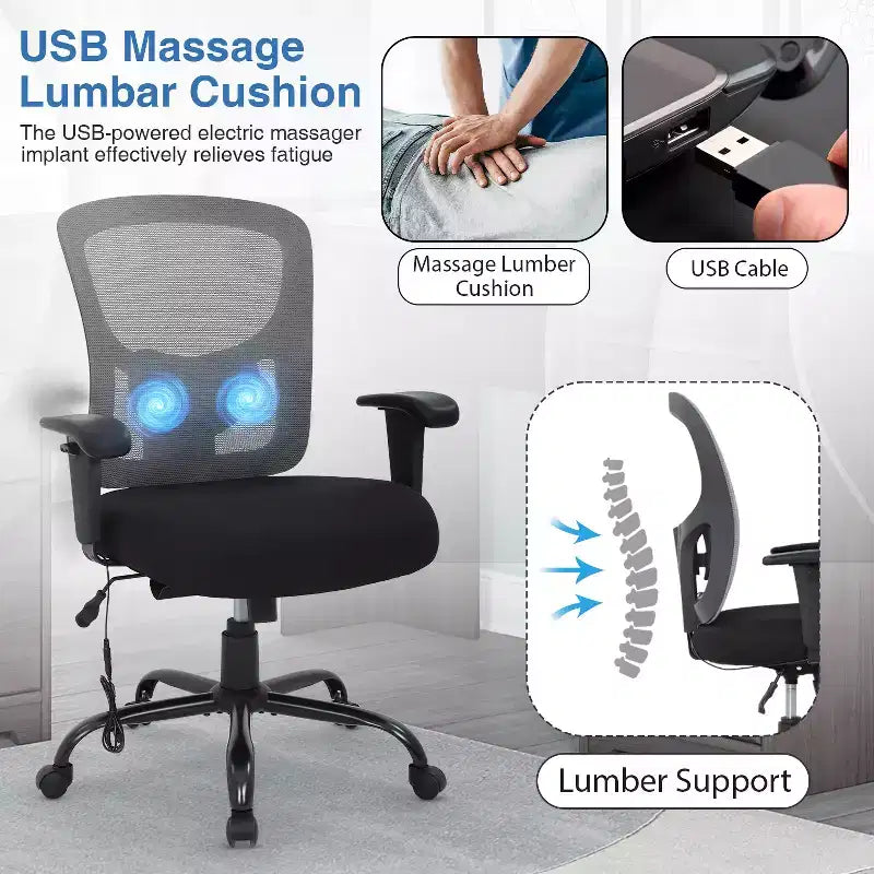 Sedia da ufficio ergonomica per persone alte e robuste 400 libbre Sedia da scrivania in rete per persone pesanti