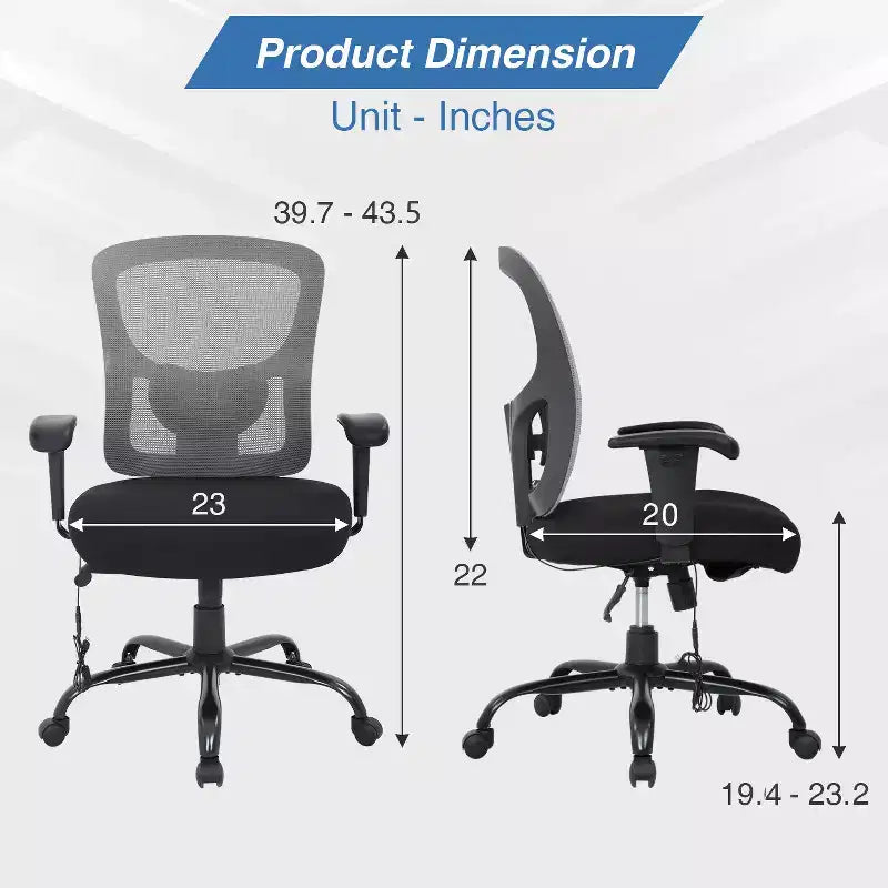 Sedia da ufficio ergonomica per persone alte e robuste 400 libbre Sedia da scrivania in rete per persone pesanti