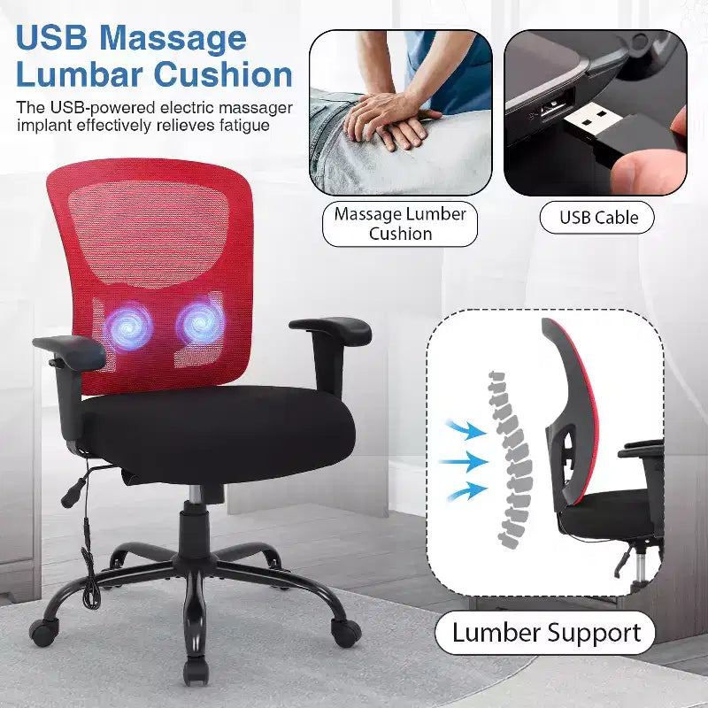 Sedia da ufficio ergonomica per persone alte e robuste 400 libbre Sedia da scrivania in rete per persone pesanti
