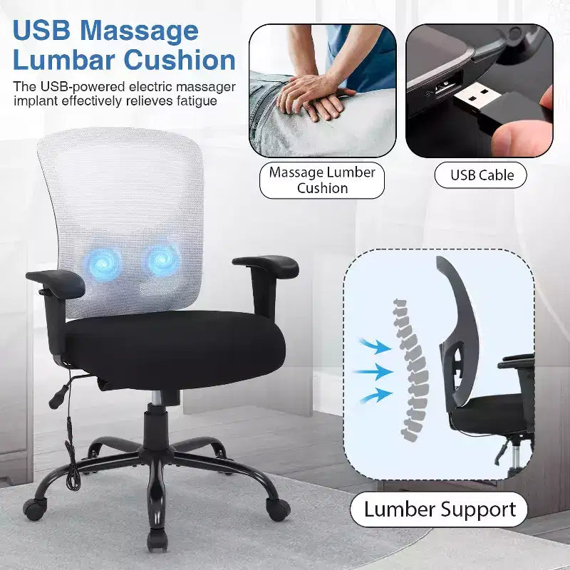 Sedia da ufficio ergonomica per persone alte e robuste 400 libbre Sedia da scrivania in rete per persone pesanti