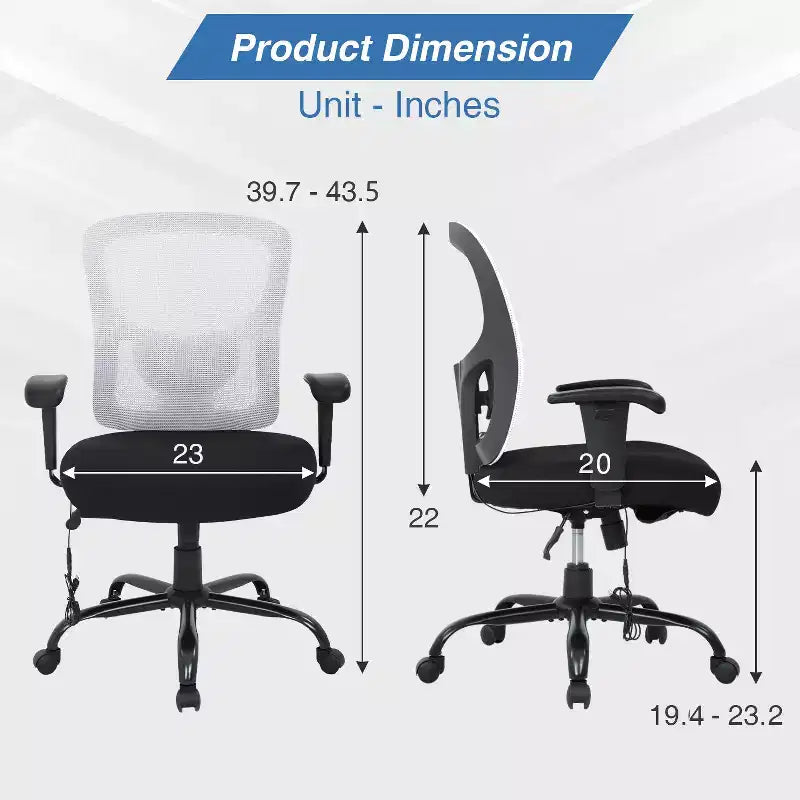 Sedia da ufficio ergonomica per persone alte e robuste 400 libbre Sedia da scrivania in rete per persone pesanti