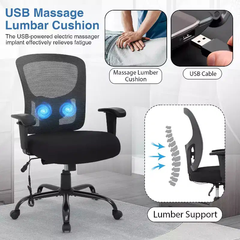 Sedia da ufficio ergonomica per persone alte e robuste 400 libbre Sedia da scrivania in rete per persone pesanti