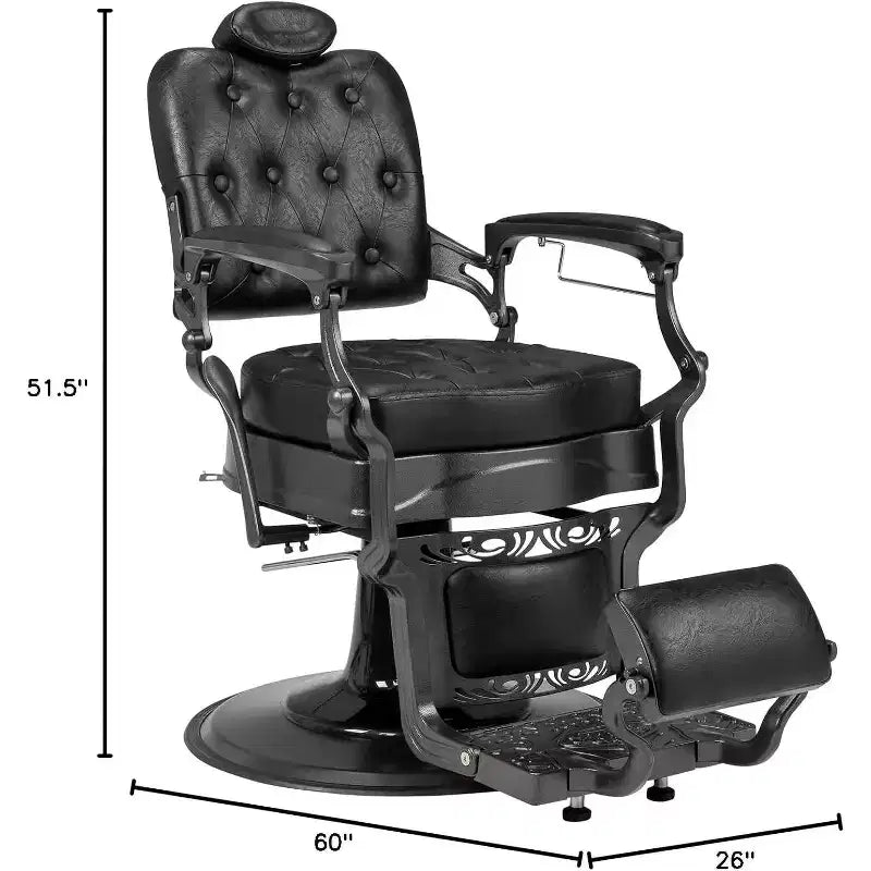 Poltrona da barbiere idraulica ergonomica reclinabile, attrezzatura da styling per centri estetici e spa, nera con braccioli
