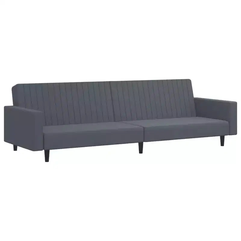 Divano letto convertibile a 2 posti con poggiapiedi in lussuoso velluto grigio scuro, mobile versatile per soggiorno o studio