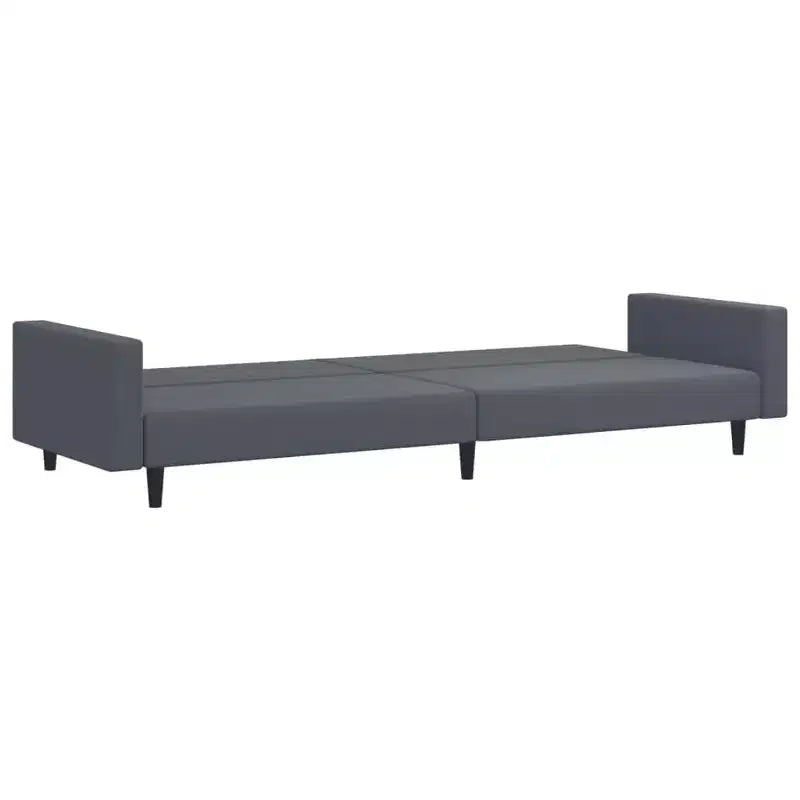 Divano letto convertibile a 2 posti con poggiapiedi in lussuoso velluto grigio scuro, mobile versatile per soggiorno o studio