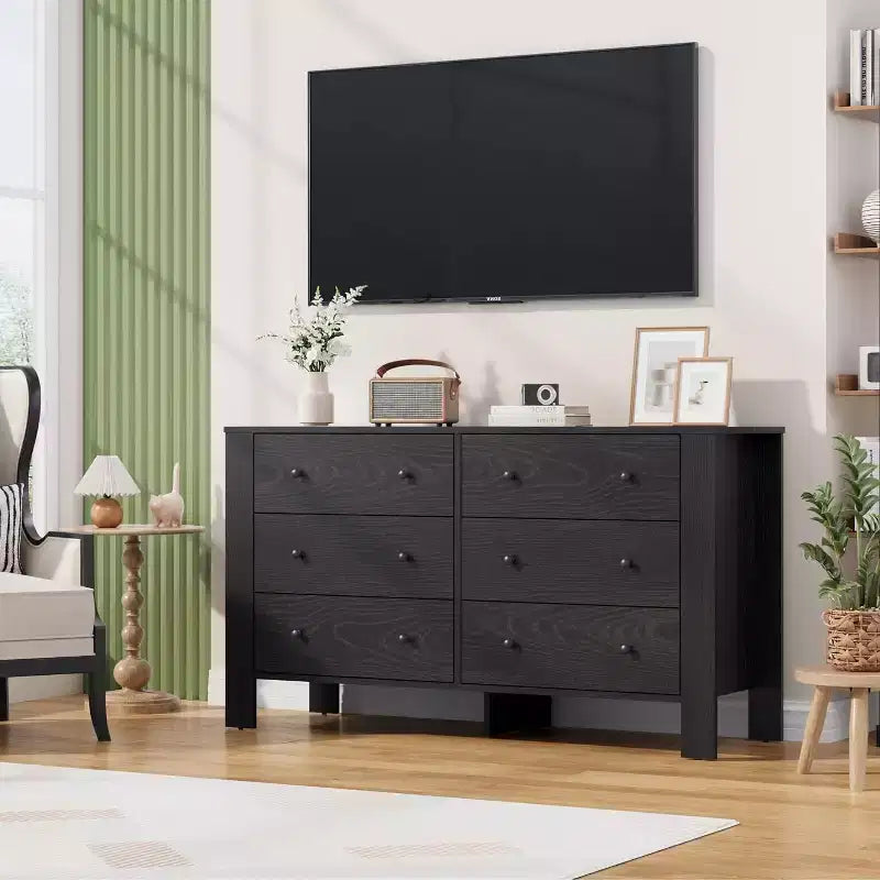 Comò a 6 cassetti per camera da letto, cassettiera per armadio con maniglie robuste, mobile contenitore in legno per soggiorno, asilo nido, ingresso