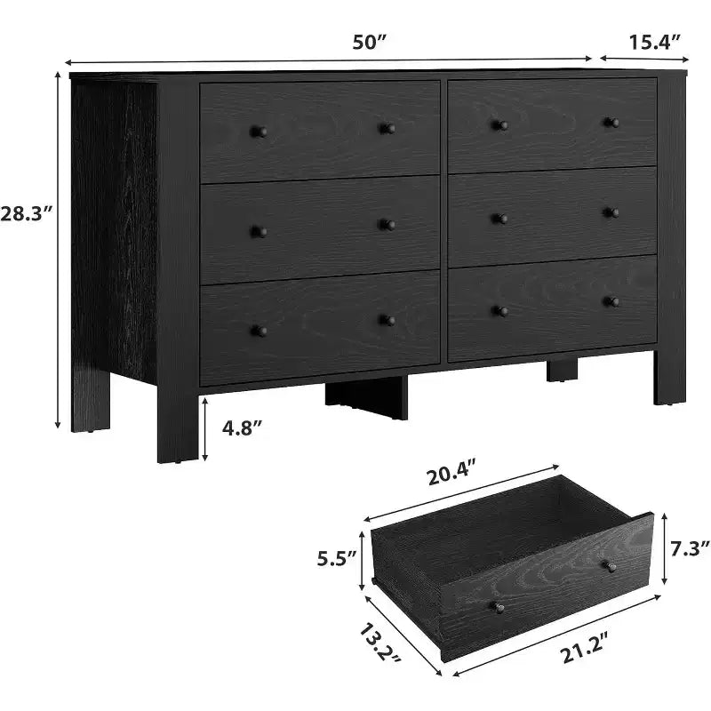 Comò a 6 cassetti per camera da letto, cassettiera per armadio con maniglie robuste, mobile contenitore in legno per soggiorno, asilo nido, ingresso