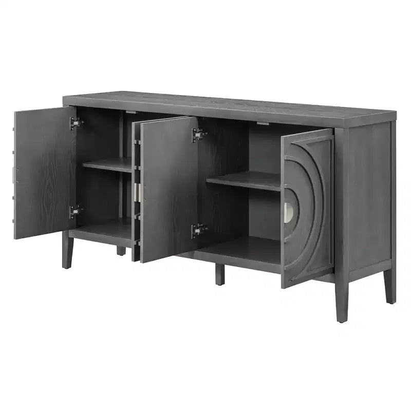 Anta retrò per credenza con motivo a scanalature circolari Maniglia rotonda in metallo per porta d'ingresso sala da pranzo grigia