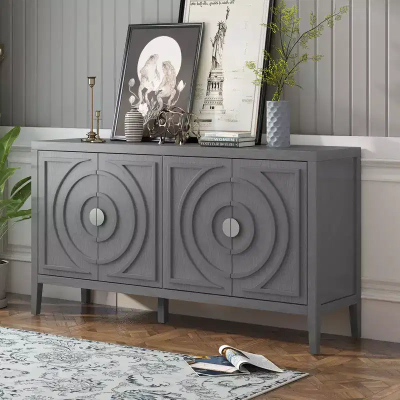 Anta retrò per credenza con motivo a scanalature circolari Maniglia rotonda in metallo per porta d'ingresso sala da pranzo grigia