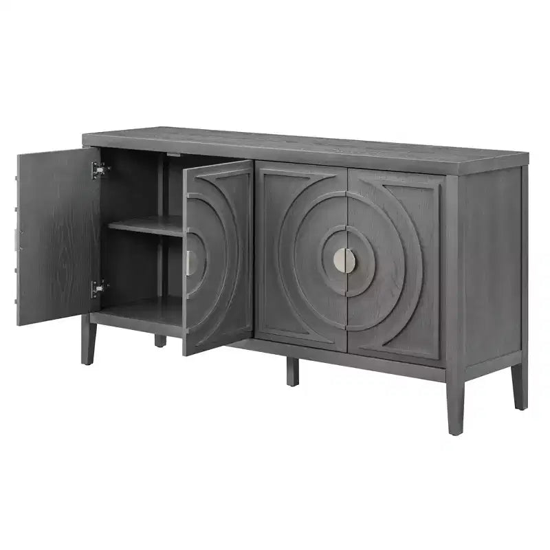 Anta retrò per credenza con motivo a scanalature circolari Maniglia rotonda in metallo per porta d'ingresso sala da pranzo grigia