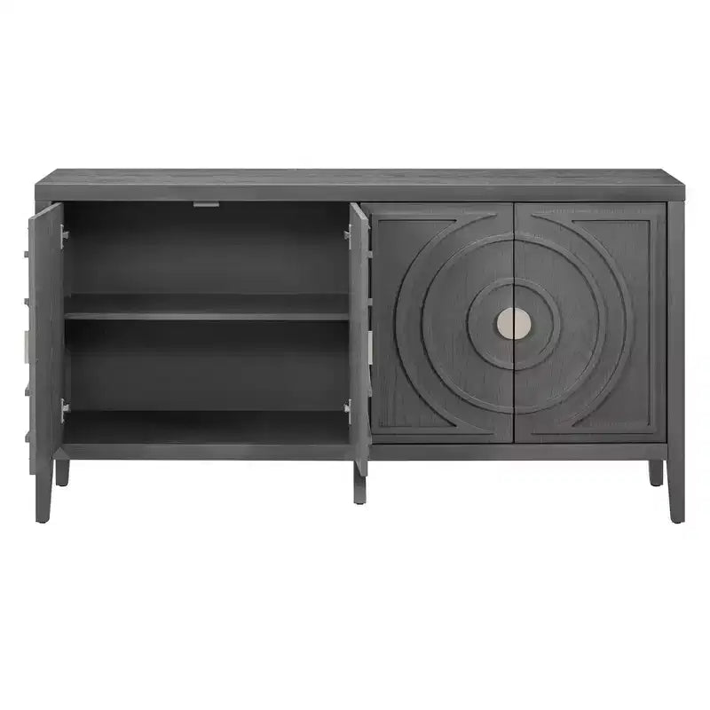 Anta retrò per credenza con motivo a scanalature circolari Maniglia rotonda in metallo per porta d'ingresso sala da pranzo grigia