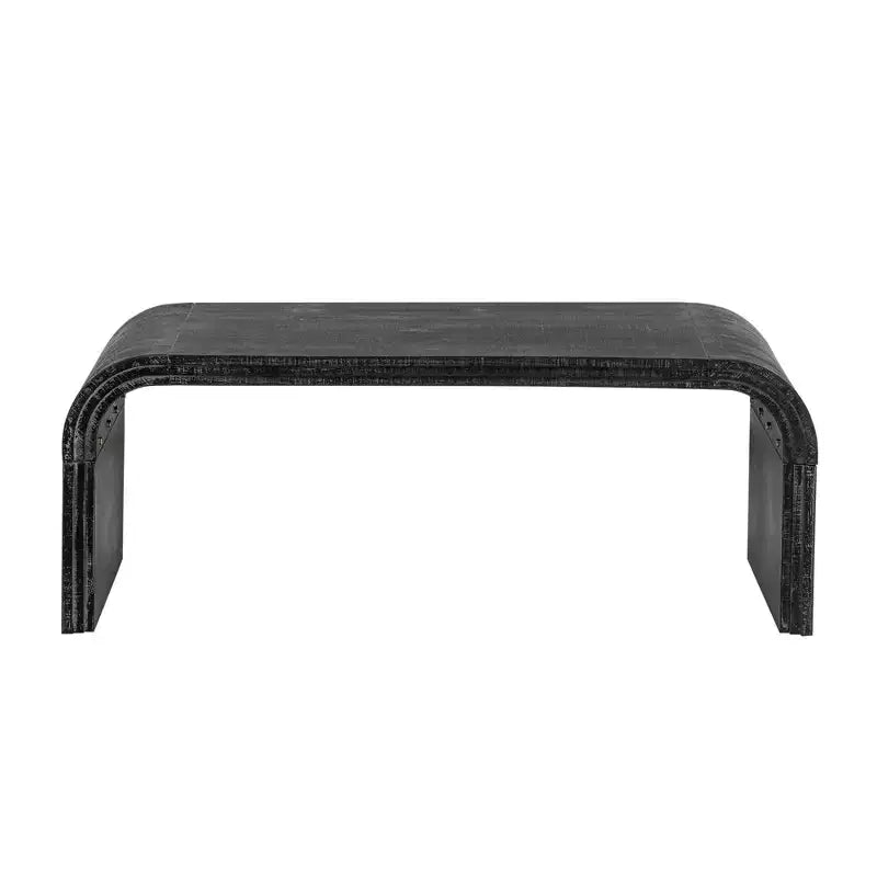 Tavolino da caffè con design Art Déco curvo per soggiorno o sala da pranzo, nero antico