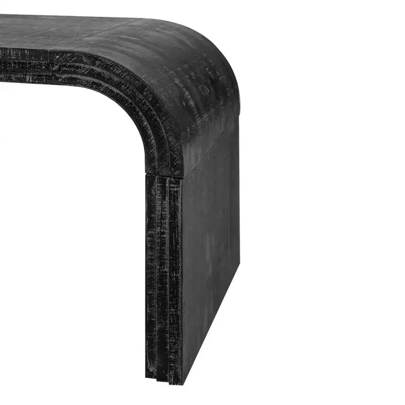 Tavolino da caffè con design Art Déco curvo per soggiorno o sala da pranzo, nero antico