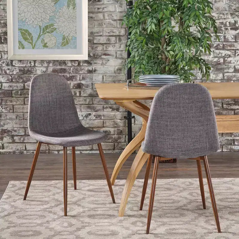 Sedie da pranzo Haleigh in tessuto imbottito, stile Mid-Century Modern