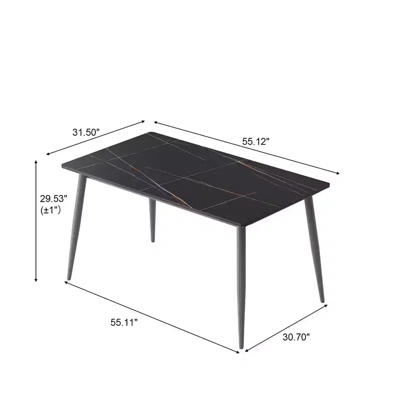 55.12 Tavolo da Pranzo Moderno con Gambe in Metallo per 6 Persone Tavolo da Cucina in Pietra Artificiale per Cucina, Sala da Pranzo
