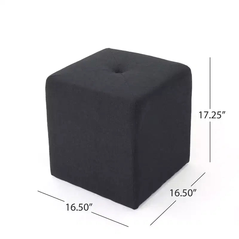 Pouf quadrato Brooks in tessuto trapuntato stile contemporaneo