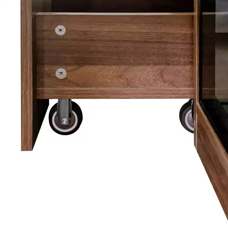 Vetrina Genevieve 70 in legno rustico con ante in vetro e luci