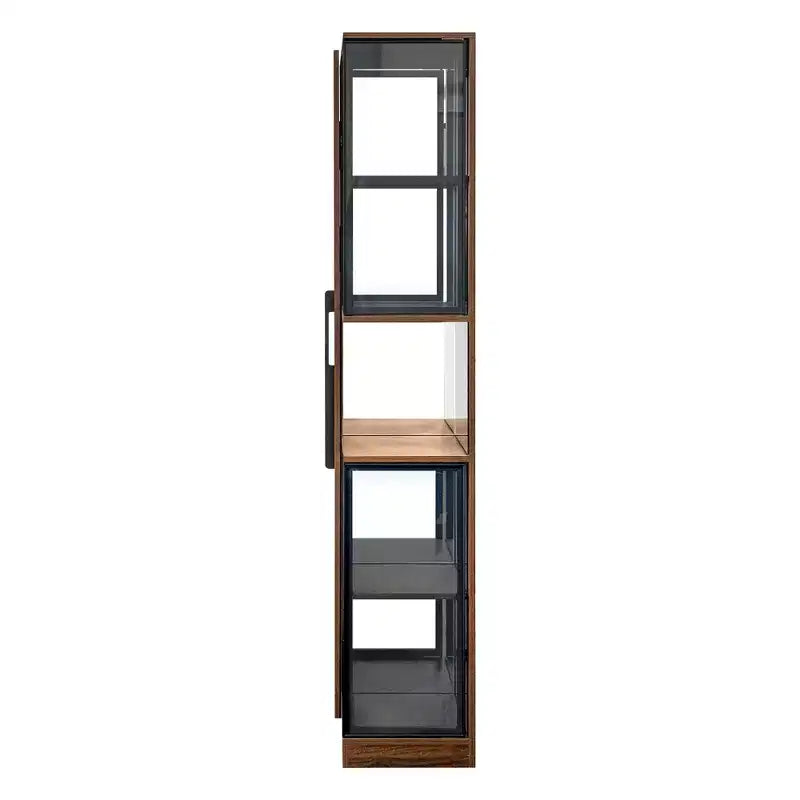 Vetrina Genevieve 70 in legno rustico con ante in vetro e luci
