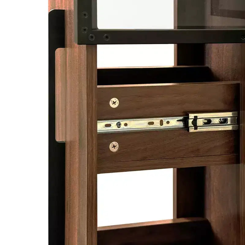 Vetrina Genevieve 70 in legno rustico con ante in vetro e luci