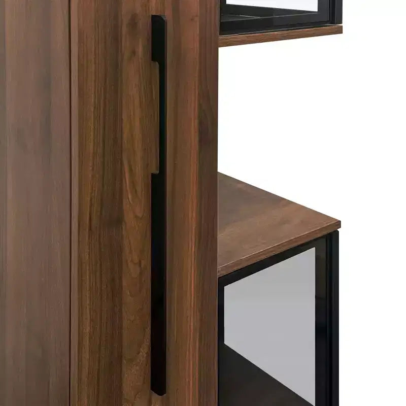 Vetrina Genevieve 70 in legno rustico con ante in vetro e luci