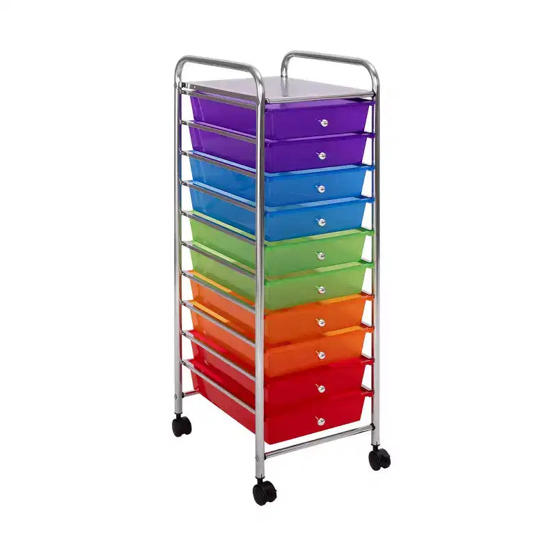 Carrello Contenitore a Rotelle con 10 Cassetti