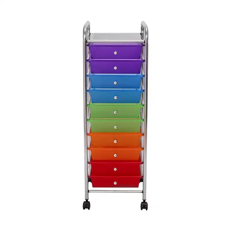 Carrello Contenitore a Rotelle con 10 Cassetti
