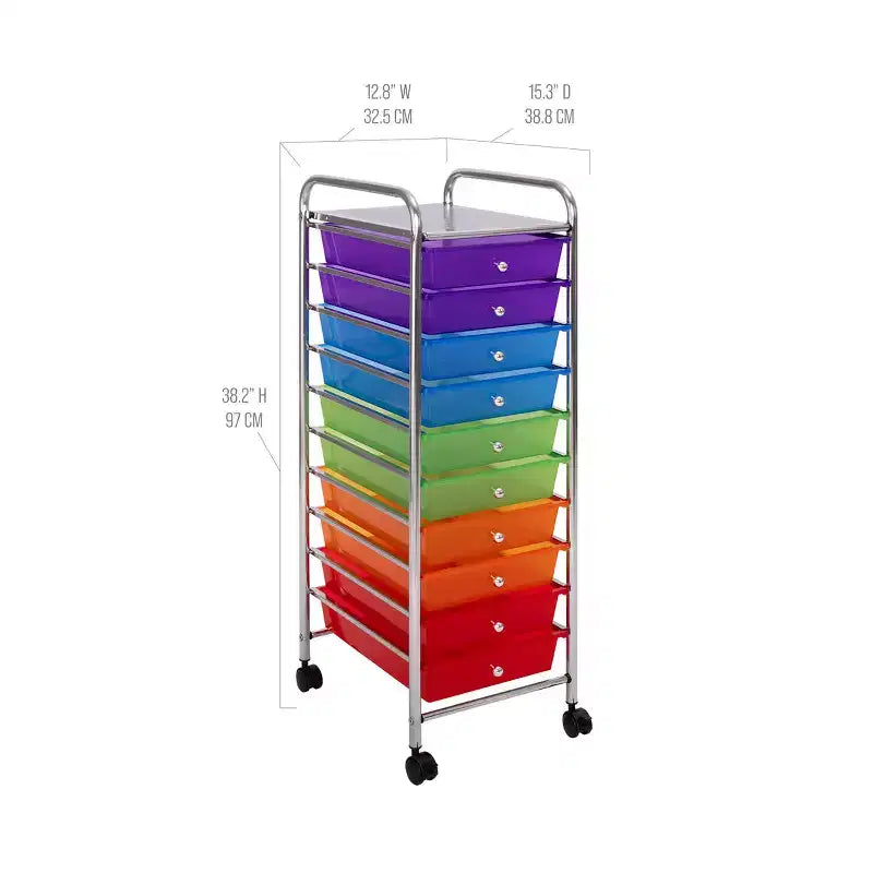 Carrello Contenitore a Rotelle con 10 Cassetti