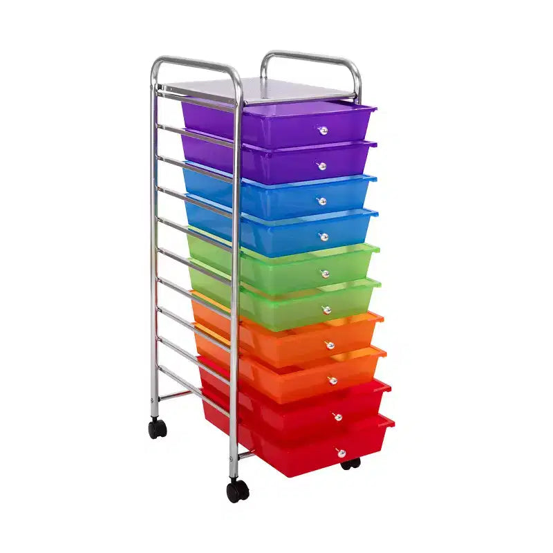 Carrello Contenitore a Rotelle con 10 Cassetti