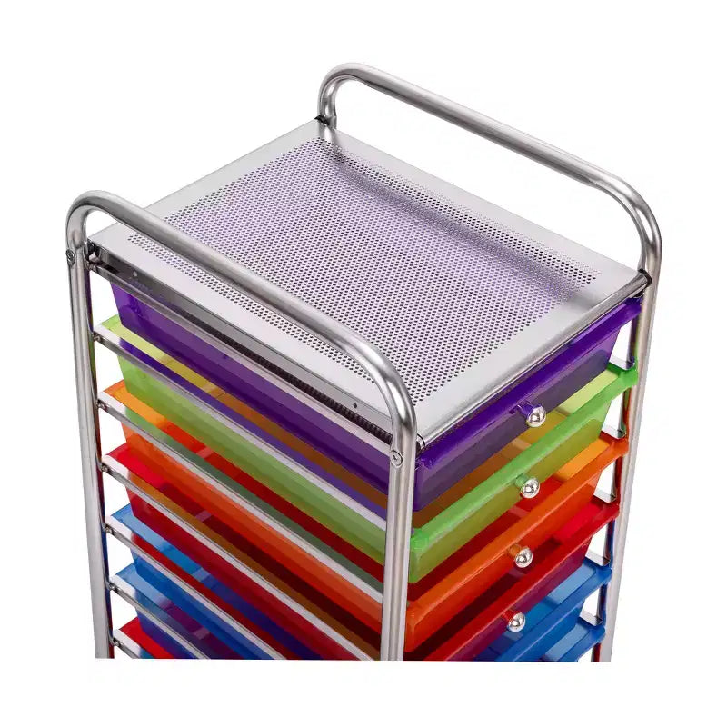 Carrello Contenitore a Rotelle con 10 Cassetti