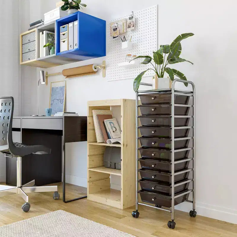Carrello Contenitore a Rotelle con 10 Cassetti