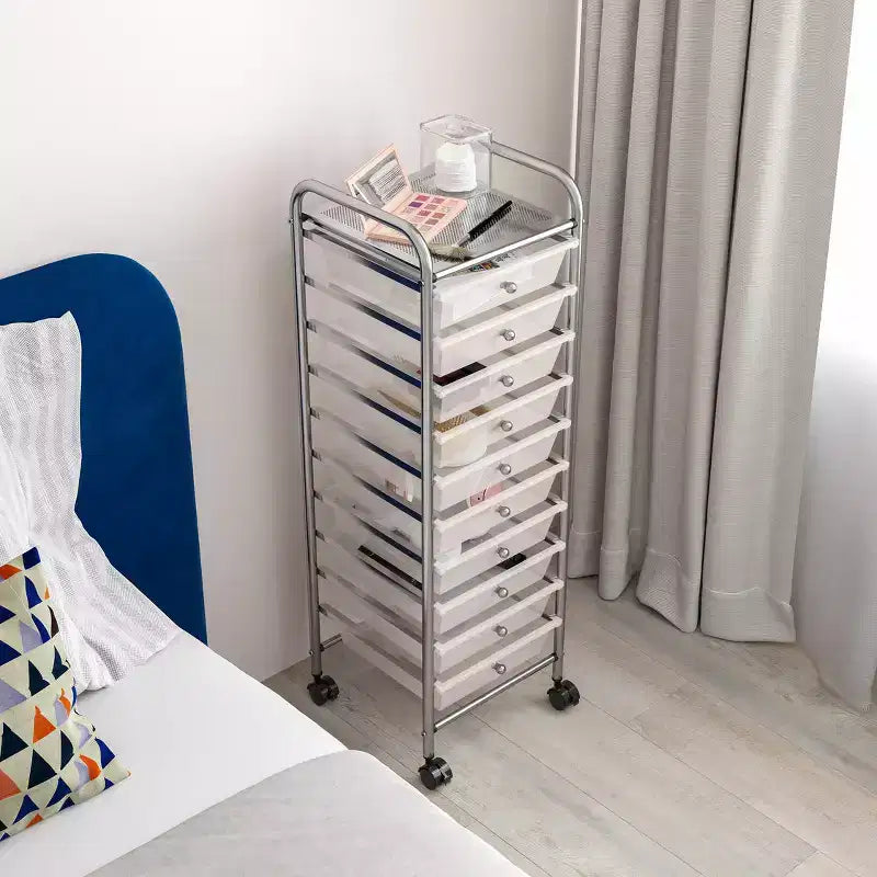 Carrello Contenitore a Rotelle con 10 Cassetti