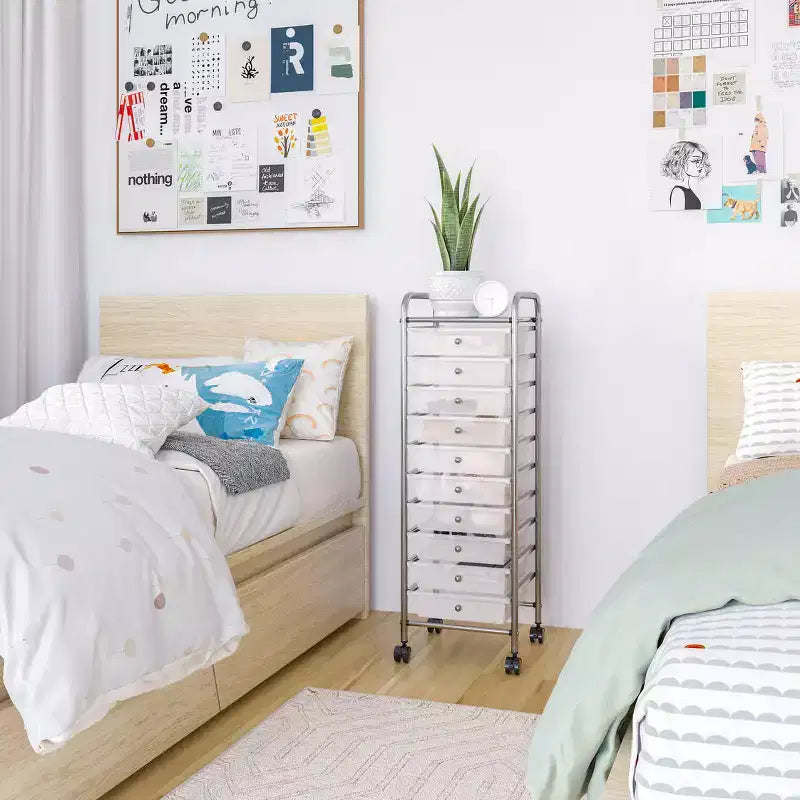 Carrello Contenitore a Rotelle con 10 Cassetti