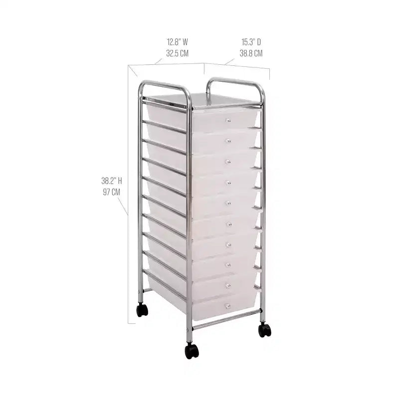 Carrello Contenitore a Rotelle con 10 Cassetti