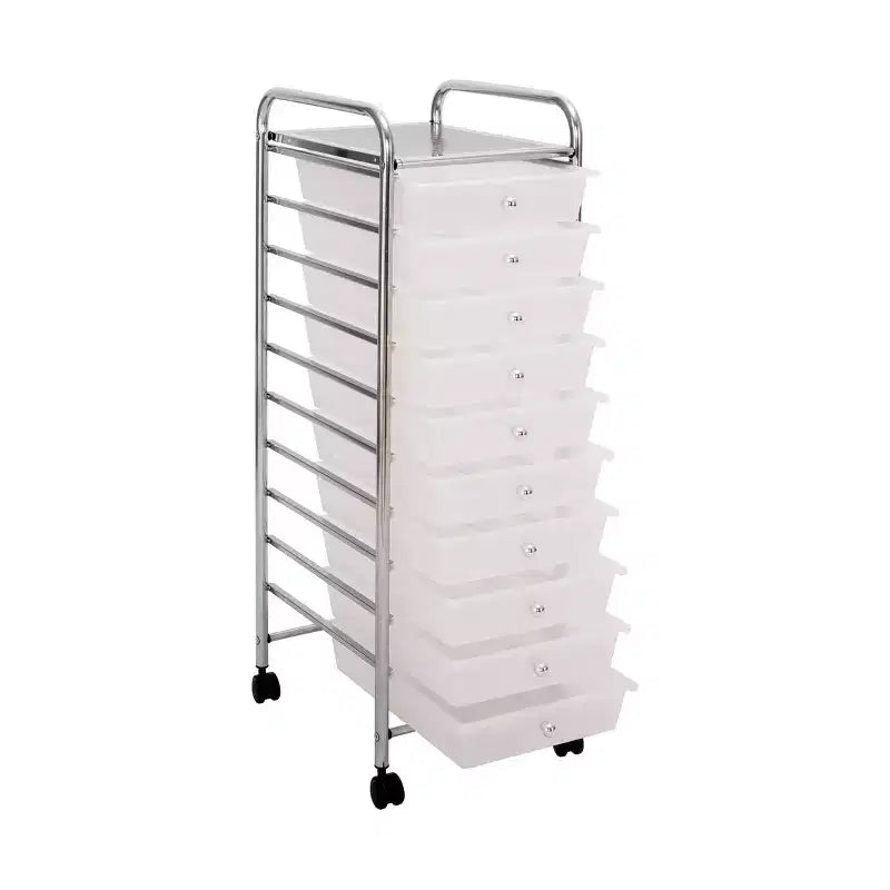 Carrello Contenitore a Rotelle con 10 Cassetti