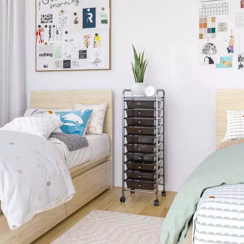 Carrello Contenitore a Rotelle con 10 Cassetti