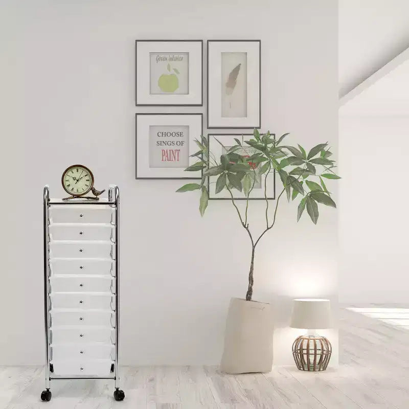 Carrello Contenitore a Rotelle con 10 Cassetti