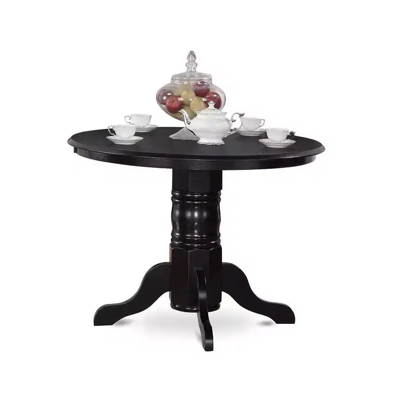 Tavolo da pranzo rotondo da 42" Belmont 5 pezzi e 4 sedie da cucina con seduta in legno, nero