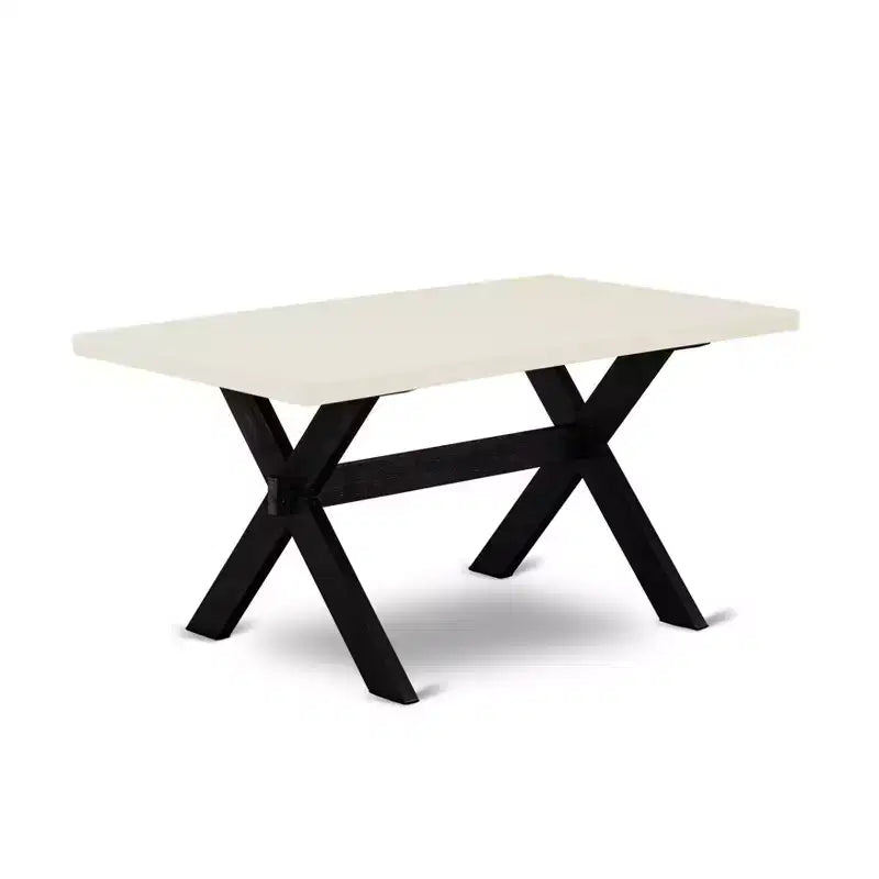 Tavolo da pranzo Belmont a 6 pezzi - 4 sedie da pranzo con tavolo da pranzo rettangolare e panca da pranzo - Finitura lino bianco e nero